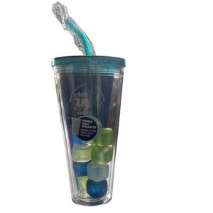 Ice It Up 24oz Double Wall Acrylic Tumbler with Reusable Ice Cubes, Blue